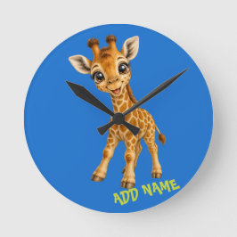 Relógio Redondo Coleção de Bebê Animal Ativo Fofo Girafa Azul