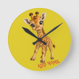 Relógio Redondo Coleção de Bebê Animal Ativo Fofo Girafa Citrino