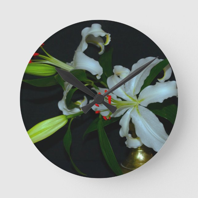 Relógio Redondo Coleção de Design e Flores irlandesas (Frente)