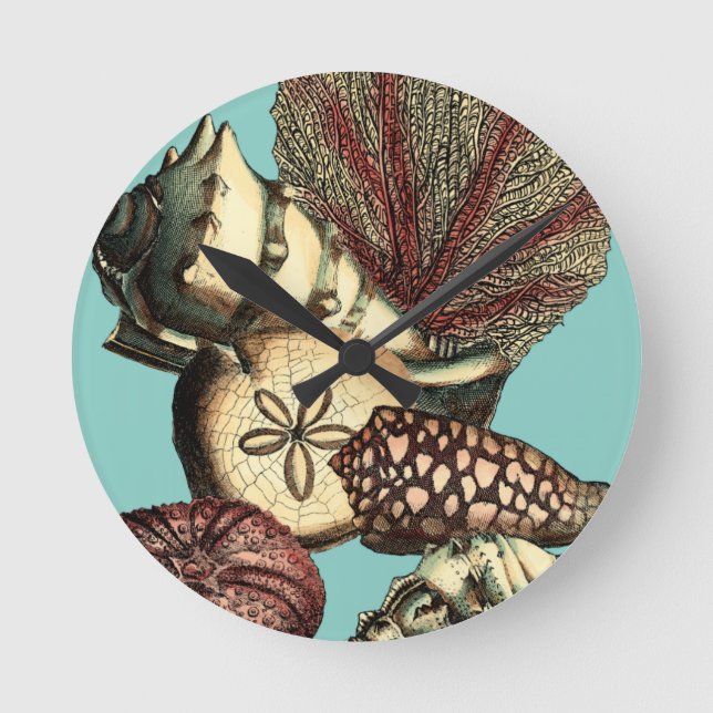 Relógio Redondo Coleção Turquesa Shell e Red Coral (Frente)