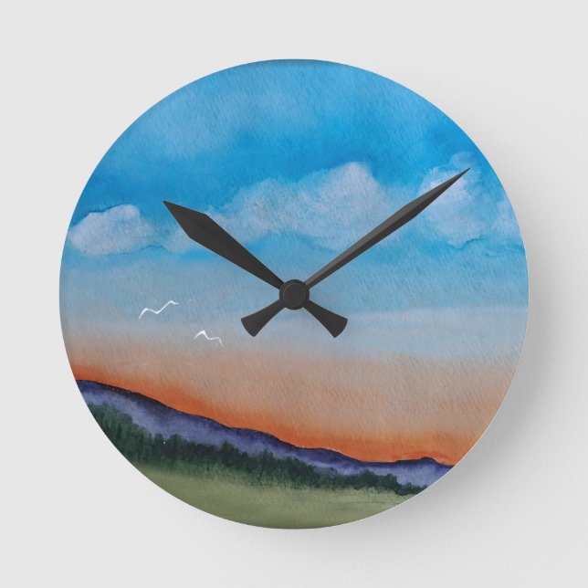Relógio Redondo Colinas Sunset Graciosas (Frente)