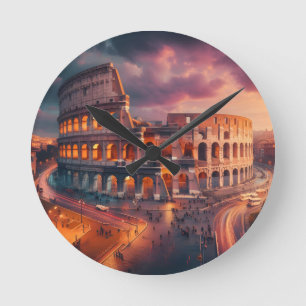 Relógio Redondo Coliseu Roma Itália Viagem Clássica