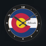 Relógio Redondo Colorado Flag & Colorado fashion /design USA<br><div class="desc">WALL CLOCK: Colorado & Colorado Flag fashion design - love my country,  travel,  holiday,  country patriots / sports fans</div>