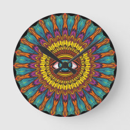 Relógio Redondo Colorful 90s Mandala Art -Trippy Third Eye Graphic