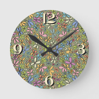 Relógio Redondo Colorful Abstract Wildflower Garden