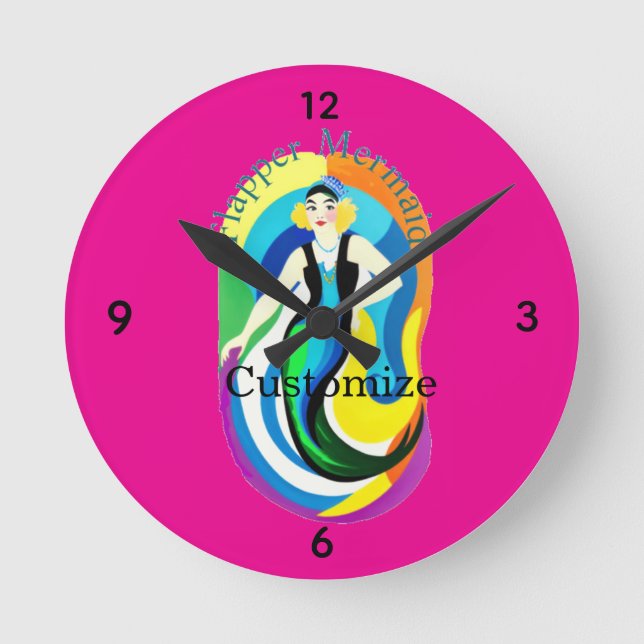 Relógio Redondo Colorful Flapper Mermaid Thunder_Cove (Frente)