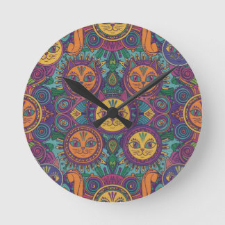 Relógio Redondo Colorful Psychedelic Cat Wall Clock