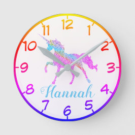 Relógio Redondo Colorida Unicorn Small Clock