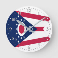 Relógio Redondo com Bandeira de Ohio