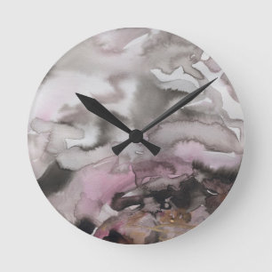 Relógio Redondo composição com cinza e cor-de-rosa