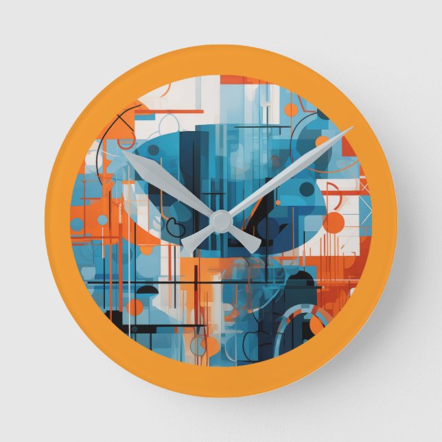 Relógio Redondo composição de formas geométricas de abstrato (Frente)