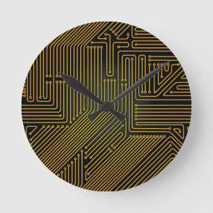 Relógio Redondo Computer circuit board pattern
