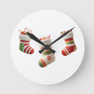 Relógio Redondo Conjunto de Meias de Natal – Desenhos de Meias de