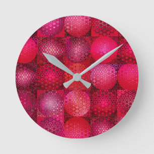 Relógio Redondo Conjunto de Mosaico Circular em Vermelho
