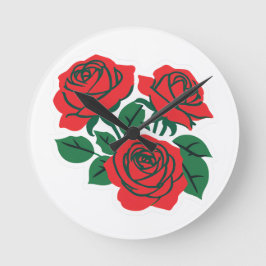 Relógio Redondo Conjunto de Rosas