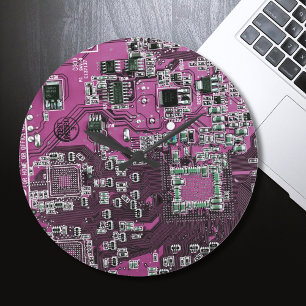 Relógio Redondo Conselho de Circuito Púrpura PCB Circuito Conjunto