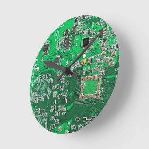 Relógio Redondo Conselho do circuito do Geek do computador verde