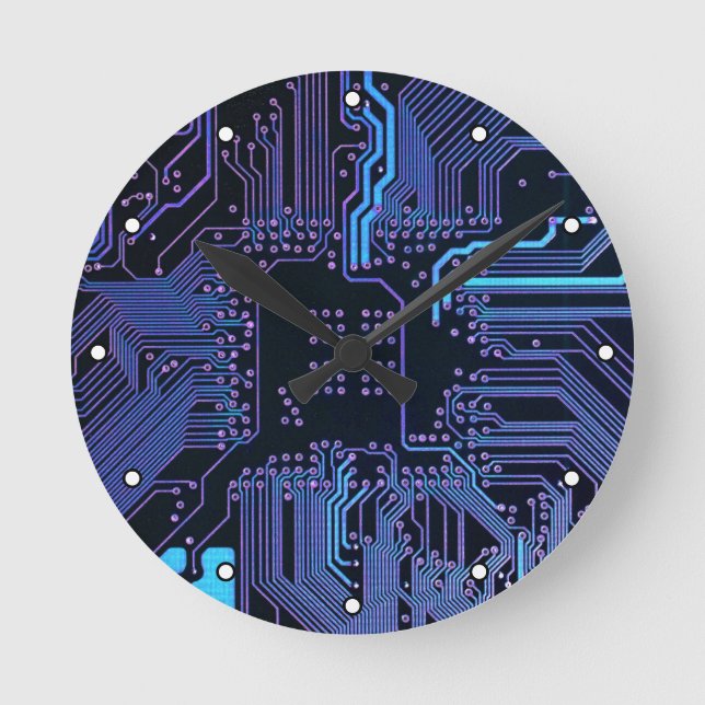 Relógio Redondo Conselho Nerd de saída PCB Blue Electronic Circuit (Frente)