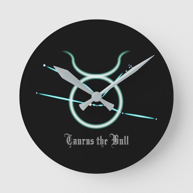Relógio Redondo Constelação de Zodiac Taurus Round Clock (Frente)