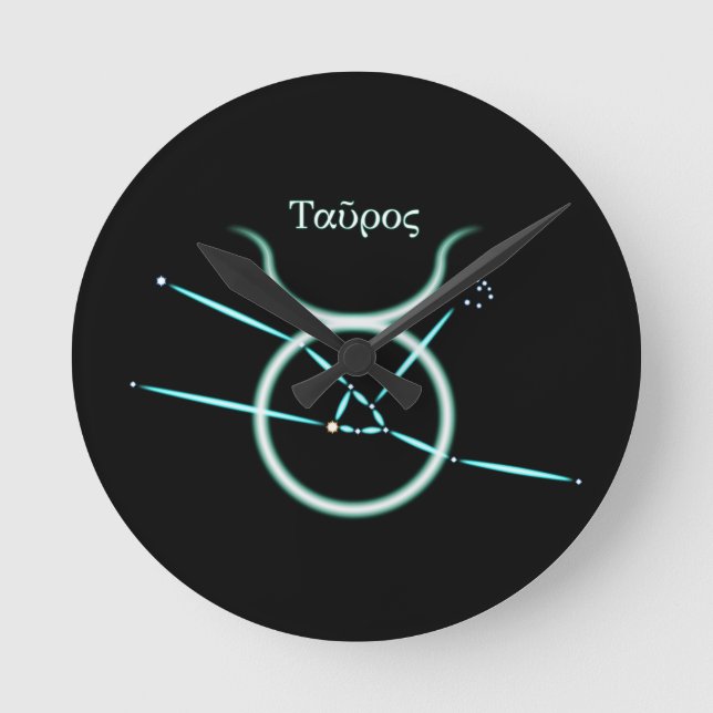 Relógio Redondo Constelação de Zodiac Taurus Round Clock (Frente)