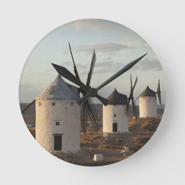 Relógio Redondo Consuegra, antigos moinhos de vento de La Mancha (Frente)