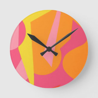 Relógio Redondo Contemporary Form of Orange and Pink Round Clock