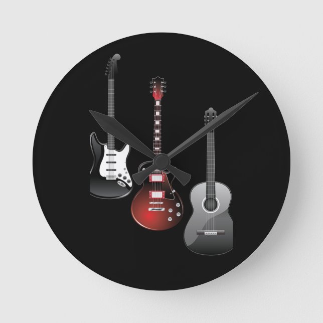 Relógio Redondo Cool Electric Guitars for Music Lovers Custom Gift (Frente)