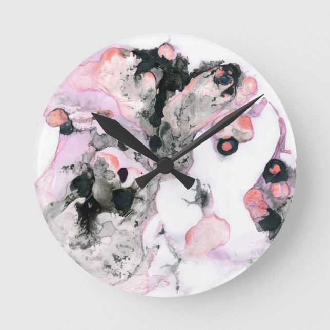 Relógio Redondo cor d'água brilhante abstrato (Frente)