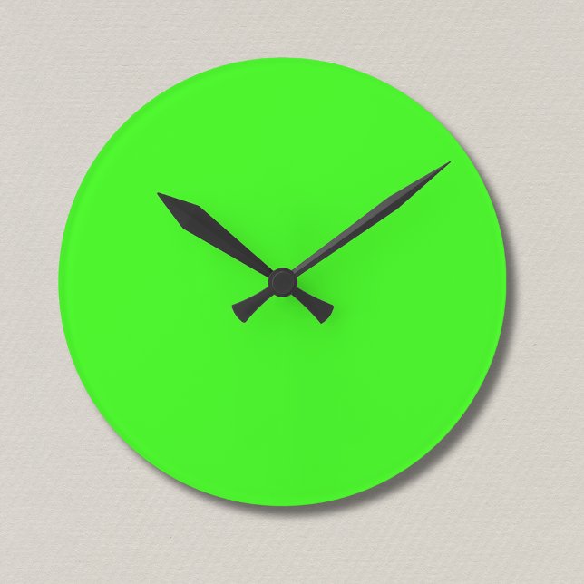 Relógio Redondo Cor Sólida Neon Verde | Clássico (Criador carregado)