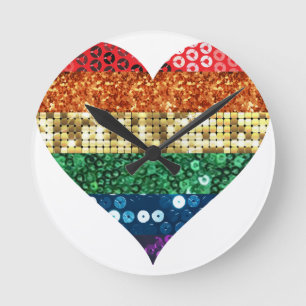 Relógio Redondo coração arco-íris lgbt