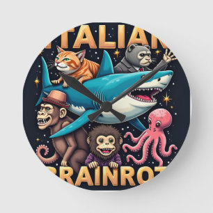 Relógio Redondo Coração-Cérebro Italiano - Absurdo Colagem Animal