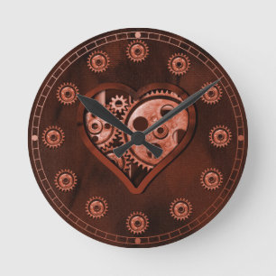 Relógio Redondo Coração de Engrenagem Steampunk