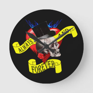 Relógio Redondo Coração gótico romântico do amor dos namorados