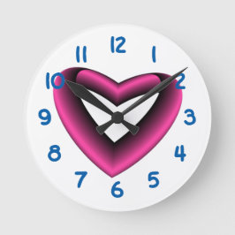 Relógio Redondo Coração Gradiente Rosa e Preto