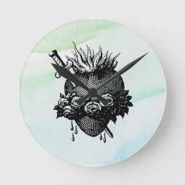 Relógio Redondo Coração Sagrado de Mary Round Clock