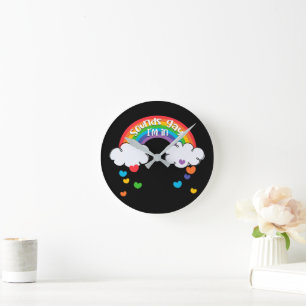 Relógio Redondo Corações Bastante Coloridos Arco-Íris Soa Gay