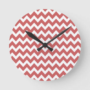 Relógio Redondo Coral Zigzag Chevron Stripes