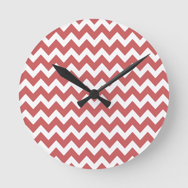 Relógio Redondo Coral Zigzag Chevron Stripes (Frente)