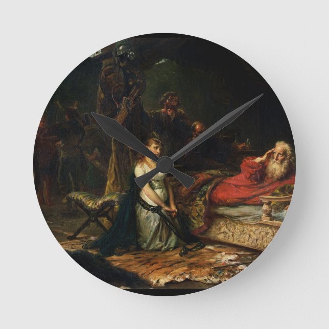 Relógio Redondo Cordelia e rei Lear (óleo em canvas) (Frente)