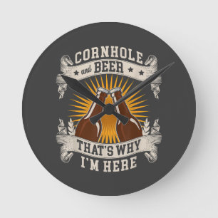 Relógio Redondo Cornhole E Cerveja É Por Isso Que Estou Aqui Cornh