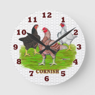 Relógio Redondo Cornish Chickens Clock