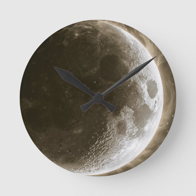 Relógio Redondo Corpo Celeste l -- Arte de Parede da Lua (Frente)