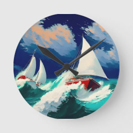 Relógio Redondo Corridas de veleiros em mares pesados