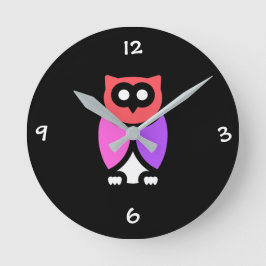 Relógio Redondo Coruja Noturna, Linda Rosa e Vermelha, Pop Abstrat