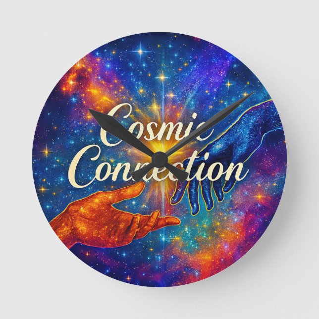Relógio Redondo 🪐 Cosmic Connection Decorative Clock (Frente)