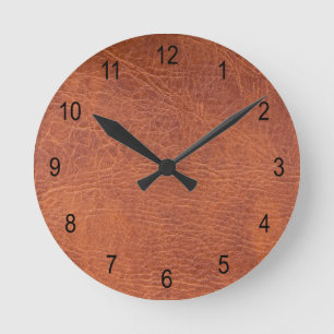 Relógio Redondo Couro castanho