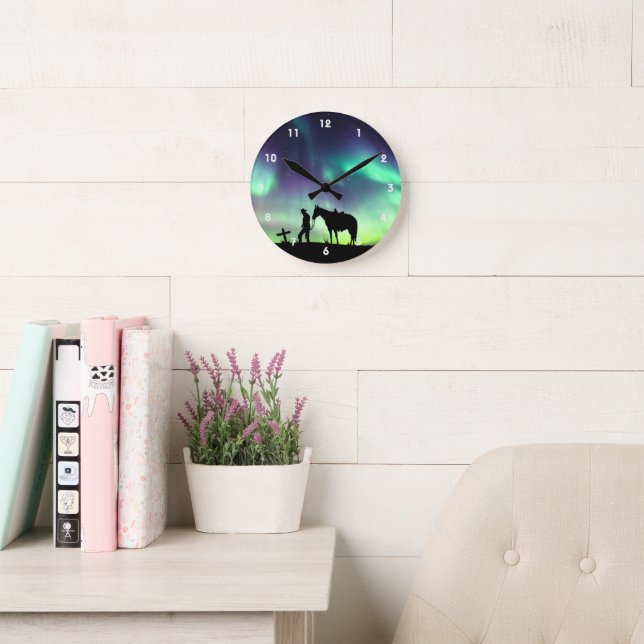 Relógio Redondo Cowboy Prayer Silhout Wall Clock (Sala de leitura)