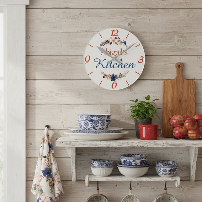 Relógio Redondo Cozinha floral personalizada (Criador carregado)