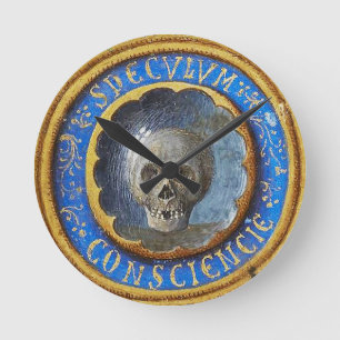 Relógio Redondo Crânio de Manuscrito Medieval Tardio