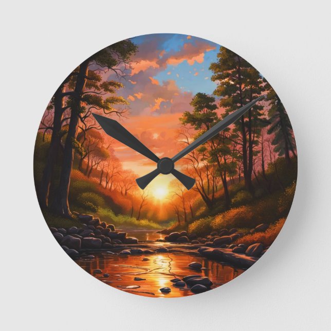 Relógio Redondo Creek Bank Sunrise (Frente)